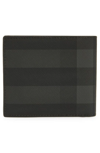 Shop Burberry Check Canvas Bifold Wallet In Charcoal