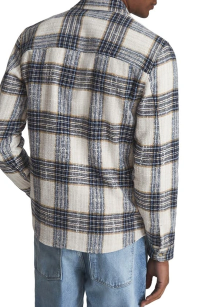 Shop Reiss Method Plaid Ripstop Flannel Button-up Shirt In Blue/ Ecru