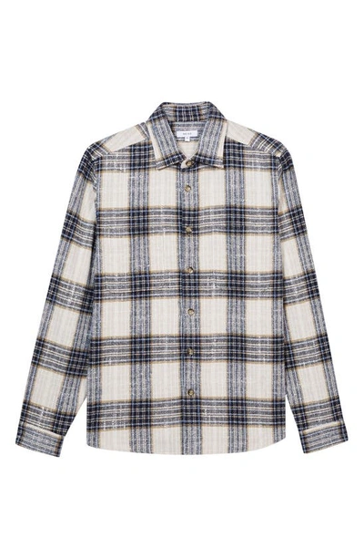 Shop Reiss Method Plaid Ripstop Flannel Button-up Shirt In Blue/ Ecru