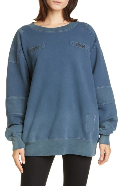 Shop Ambush Bleach Patchwork Sweatshirt In Blue