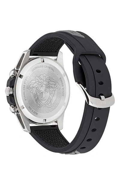 Shop Versace Greca Action Chronograph Silicone Strap Watch, 45mm In Ip Stainless Steel/ Black