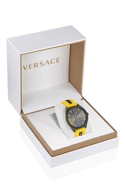 Shop Versace V-vertical Silicone Strap Watch, 42mm In Ip Gunmetal