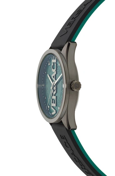 Shop Versace V-vertical Silicone Strap Watch, 42mm In Gunmetal