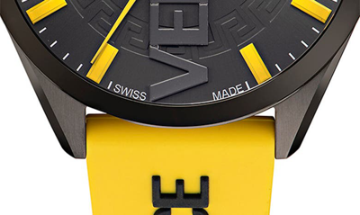 Shop Versace V-vertical Silicone Strap Watch, 42mm In Ip Gunmetal