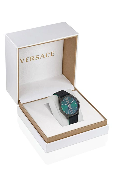 Shop Versace V-vertical Silicone Strap Watch, 42mm In Gunmetal
