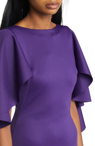 Shop Black Halo Lotus Drape Sleeve Gown In Purple Rose