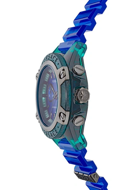 Shop Versace Icon Active Chronograph Silicone Strap Watch, 44mm In Green