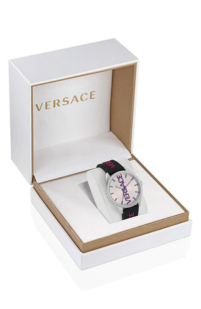 Shop Versace V-vertical Silicone Strap Watch, 42mm In Stainless Steel