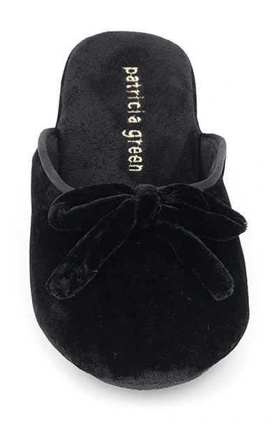 Shop Patricia Green Velvet Bow Wedge Slipper In Black