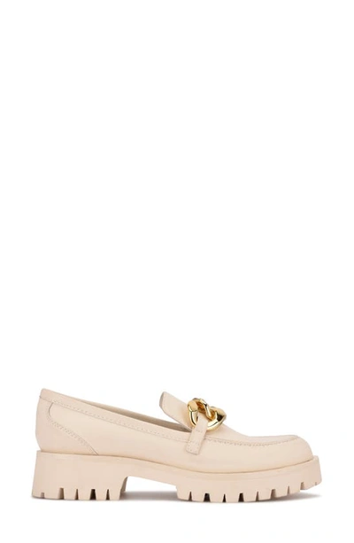 Shop Nine West Gracy Chain Faux Leather Platform Loafer In Cream