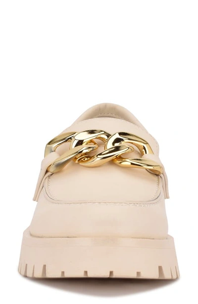 Shop Nine West Gracy Chain Faux Leather Platform Loafer In Cream