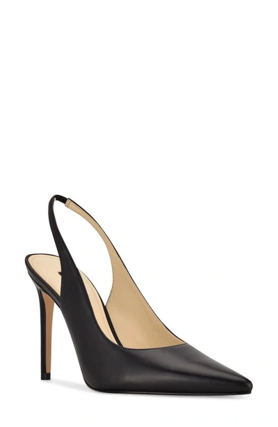 Shop Nine West Feather Slingback Pump In Black Leather