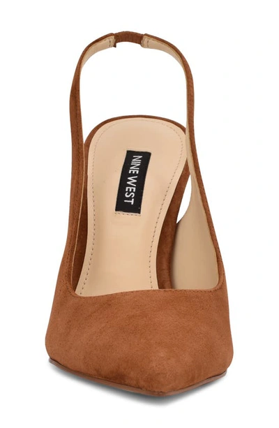 Nine West Women's Feather Slingback Stiletto Pumps In Cognac Suede