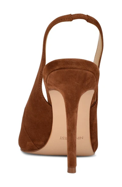 Nine West Women's Feather Slingback Stiletto Pumps In Cognac Suede