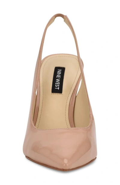 Nine West Women's Sinead 9x9 Block Heel Slingback Dress Pumps In Medium Natural Patent