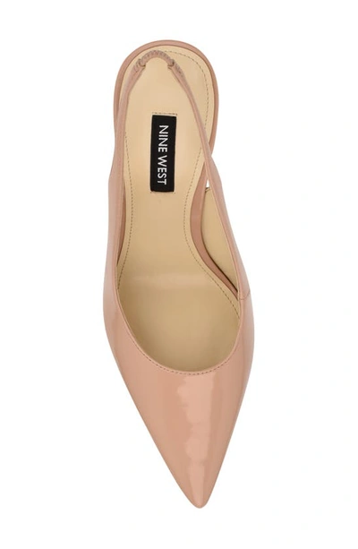 Nine West Women's Sinead 9x9 Block Heel Slingback Dress Pumps In Medium Natural Patent