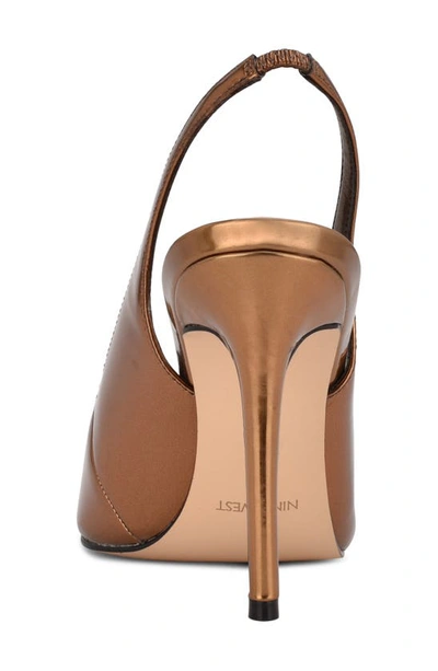 Nine West Women's Feather Pointy Toe Slingback Dress Pumps In Bronze