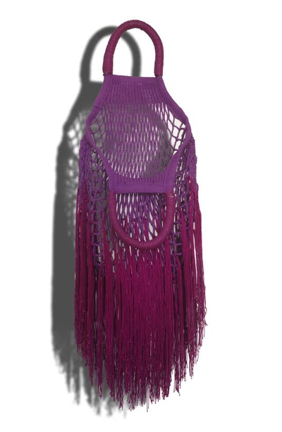 Shop Petit Kouraj Mini Fringe Top Handle Bag In Bouket