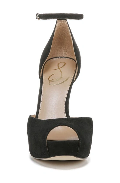 Shop Sam Edelman Florencia Ankle Strap Peep Toe Pump In Black/ Black