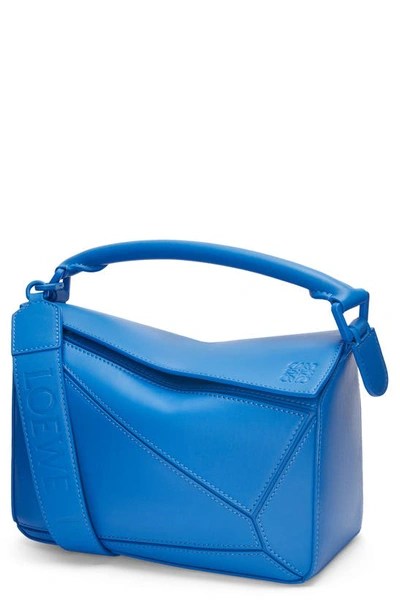 Shop Loewe Small Puzzle Leather Bag In Scuba Blue