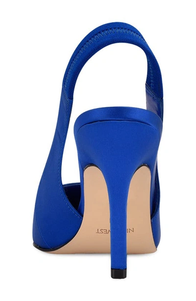 Shop Nine West Ciser Slingback Pump In Blue Satin