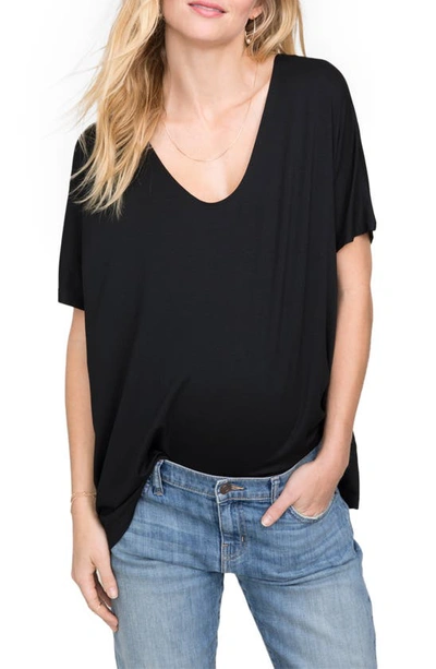 Shop Hatch The Perfect Vee Maternity T-shirt In Black
