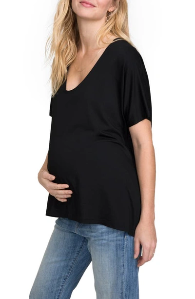 Shop Hatch The Perfect Vee Maternity T-shirt In Black