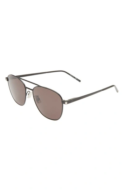 Shop Saint Laurent 55mm Aviator Sunglasses In Black