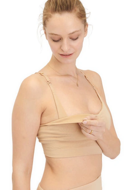 Shop Hatch The Essential Maternity Wireless Pumping And Nursing Bra In Sand