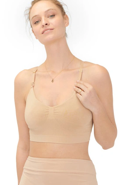 Shop Hatch The Essential Maternity Wireless Pumping And Nursing Bra In Sand