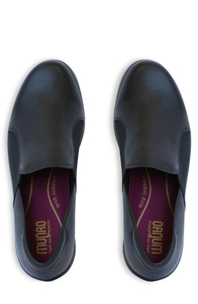 Munro Clay Wedge Slip-on Sneaker In Black Tumbled Leather