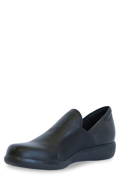Shop Munro Clay Wedge Slip-on Sneaker In Black Tumbled Leather
