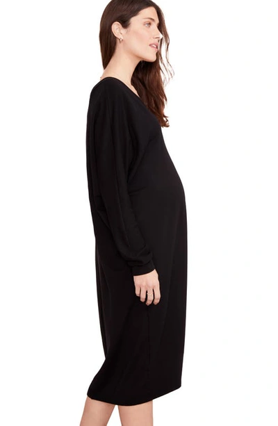 Shop Hatch The Visitor Hospital Long Sleeve Maternity Midi Dress In Black
