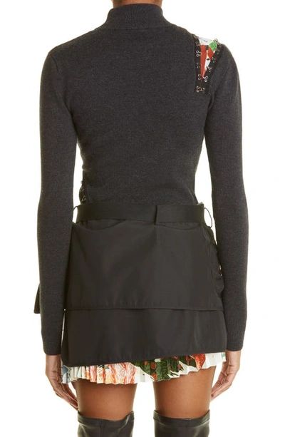Shop Monse Hook & Eye Merino Wool Blend Turtleneck Sweater In Charcoal