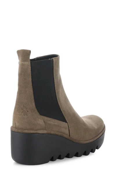 Shop Fly London Fly Long Bagu Wedge Chelsea Boot In Taupe Oil Suede