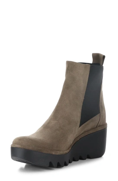 Shop Fly London Fly Long Bagu Wedge Chelsea Boot In Taupe Oil Suede