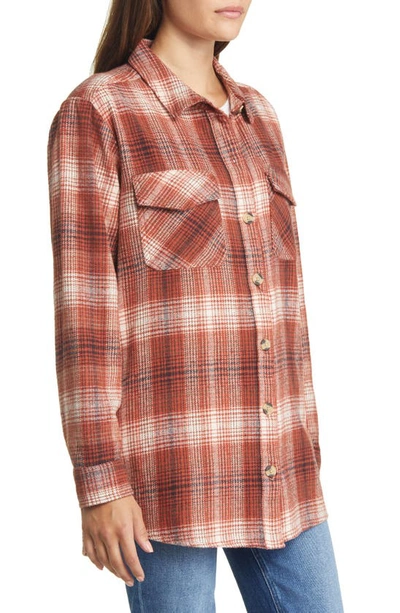 Shop Beachlunchlounge Oversize Plaid Cotton Shirt In Chokeberry Leaf