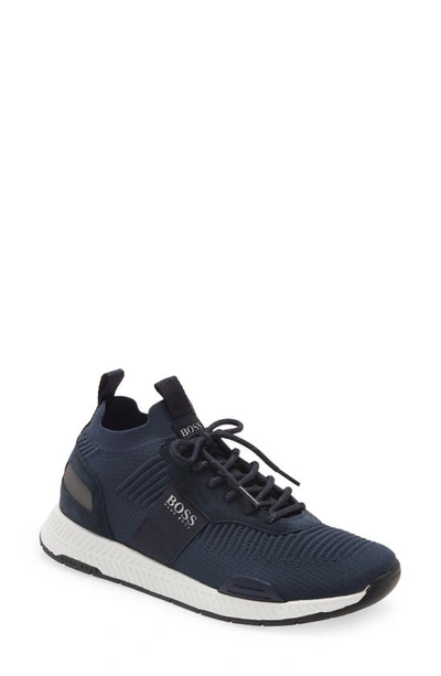 Shop Hugo Boss Titanium Sneaker In Deep Blue