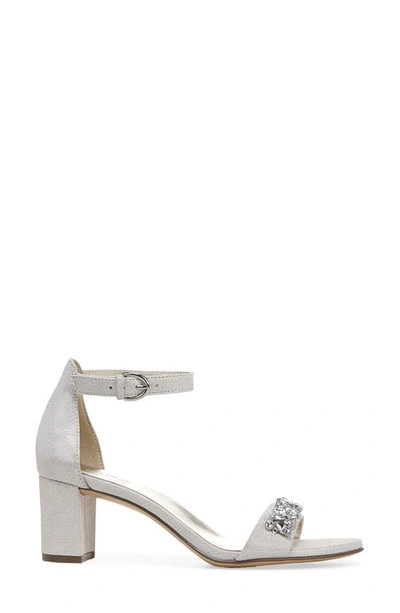 Naturalizer Leather Ankle Strap Sandal In Silver Metallic Leather