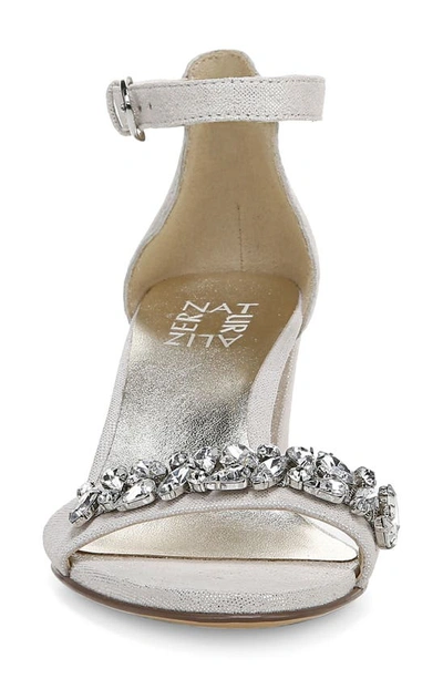 Naturalizer Leather Ankle Strap Sandal In Silver Metallic Leather