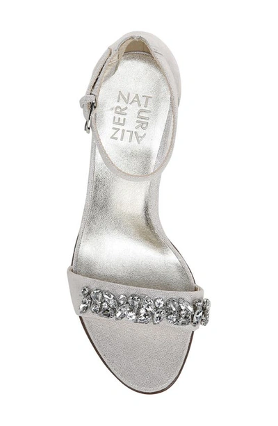 Naturalizer Leather Ankle Strap Sandal In Silver Metallic Leather