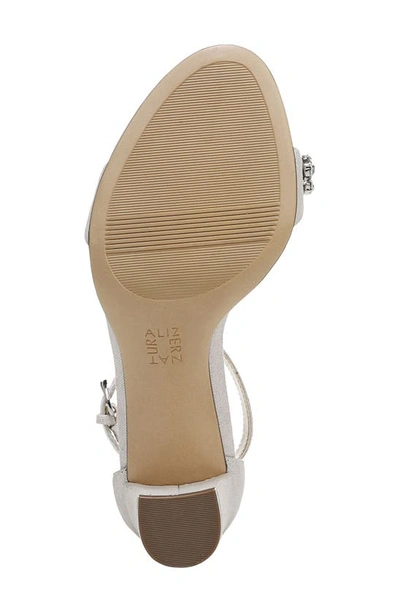 Naturalizer Leather Ankle Strap Sandal In Silver Metallic Leather