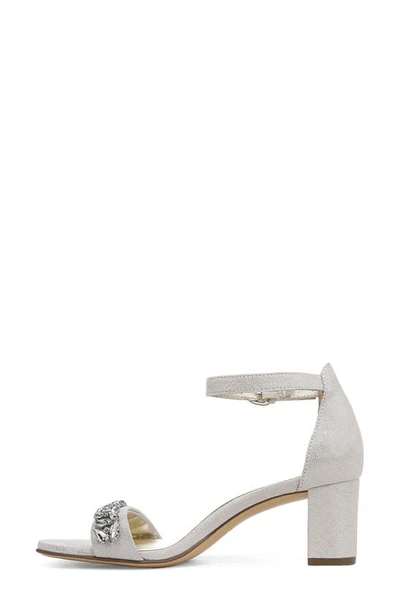 Naturalizer Leather Ankle Strap Sandal In Silver Metallic Leather