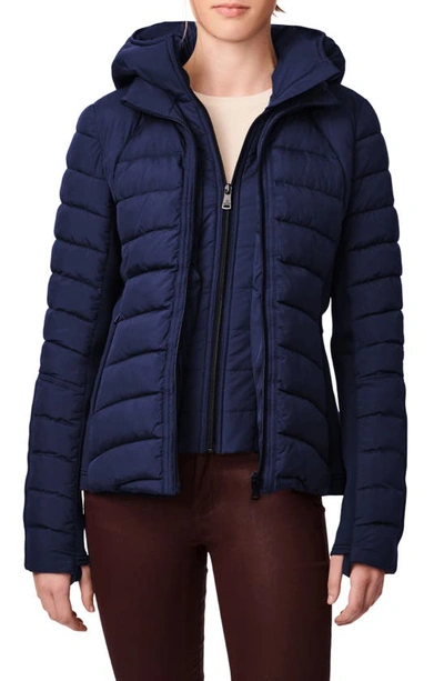 Shop Bernardo Hooded Quilted Water Repellent Jacket In Night Shadow