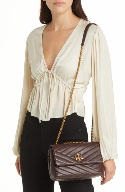 Tory Burch Small Kira Chevron Leather Convertible Shoulder Bag In Tempranillo