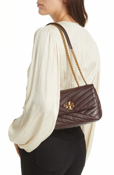 Shop Tory Burch Small Kira Chevron Leather Convertible Shoulder Bag In Tempranillo