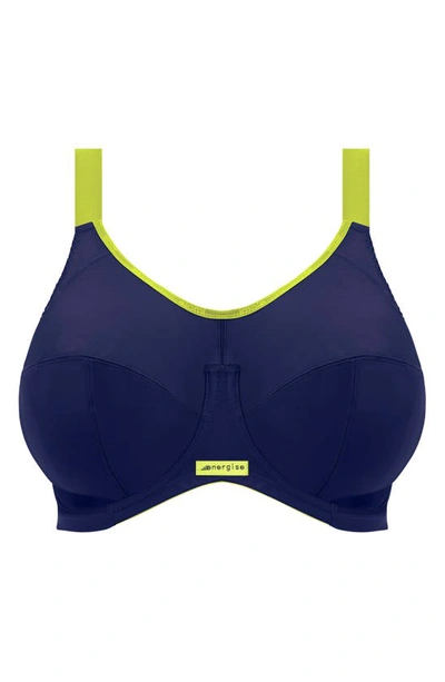 Elomi Full Figure Energise Moisture Wicking Underwire Sports Bra El8041, Online Only In Navy