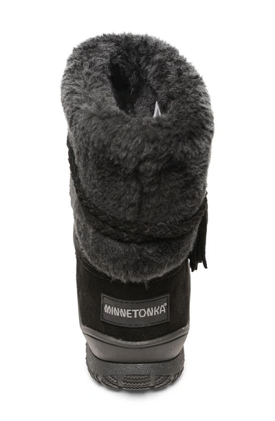 Shop Minnetonka Everett Water Resistant Faux Fur Boot In Black Solid