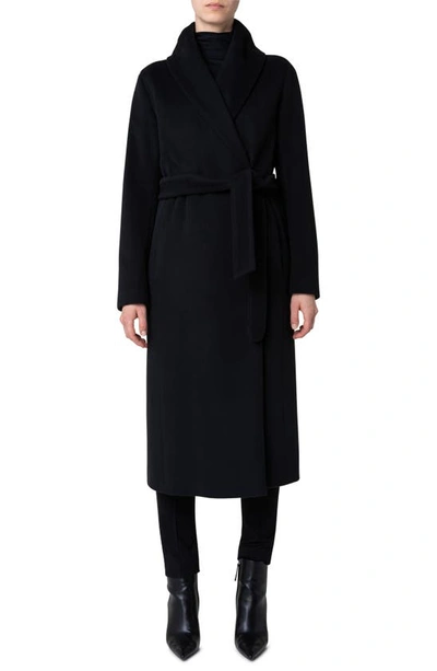 Shop Akris Punto Wool Blend Coat In Black