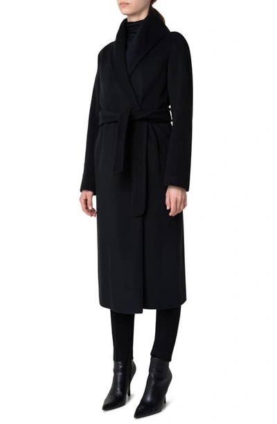 Shop Akris Punto Wool Blend Coat In Black